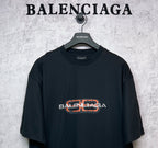 Balenciaga black short-sleeve T-shirt with chest logo graphic, crew neck