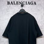 Balenciaga black short-sleeve T-shirt, back view with crew neck