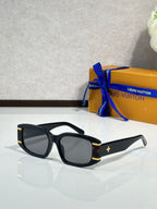 Louis Vuitton black sunglasses with square lenses and star emblem on side