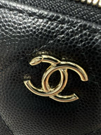 Gold CC logo on black textured leather mini bag