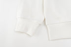 White crewneck sweatshirt sleeves with ribbed cuffs