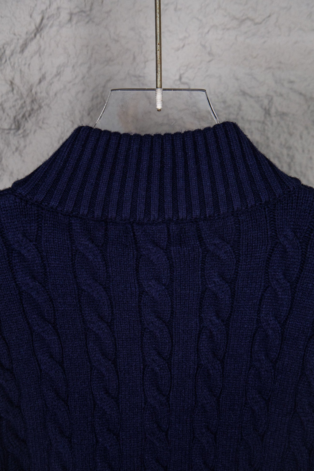 Ralph Lauren cable knit sweater with ribbed turtleneck in dark navy