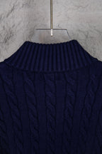 Ralph Lauren cable knit sweater with ribbed turtleneck in dark navy