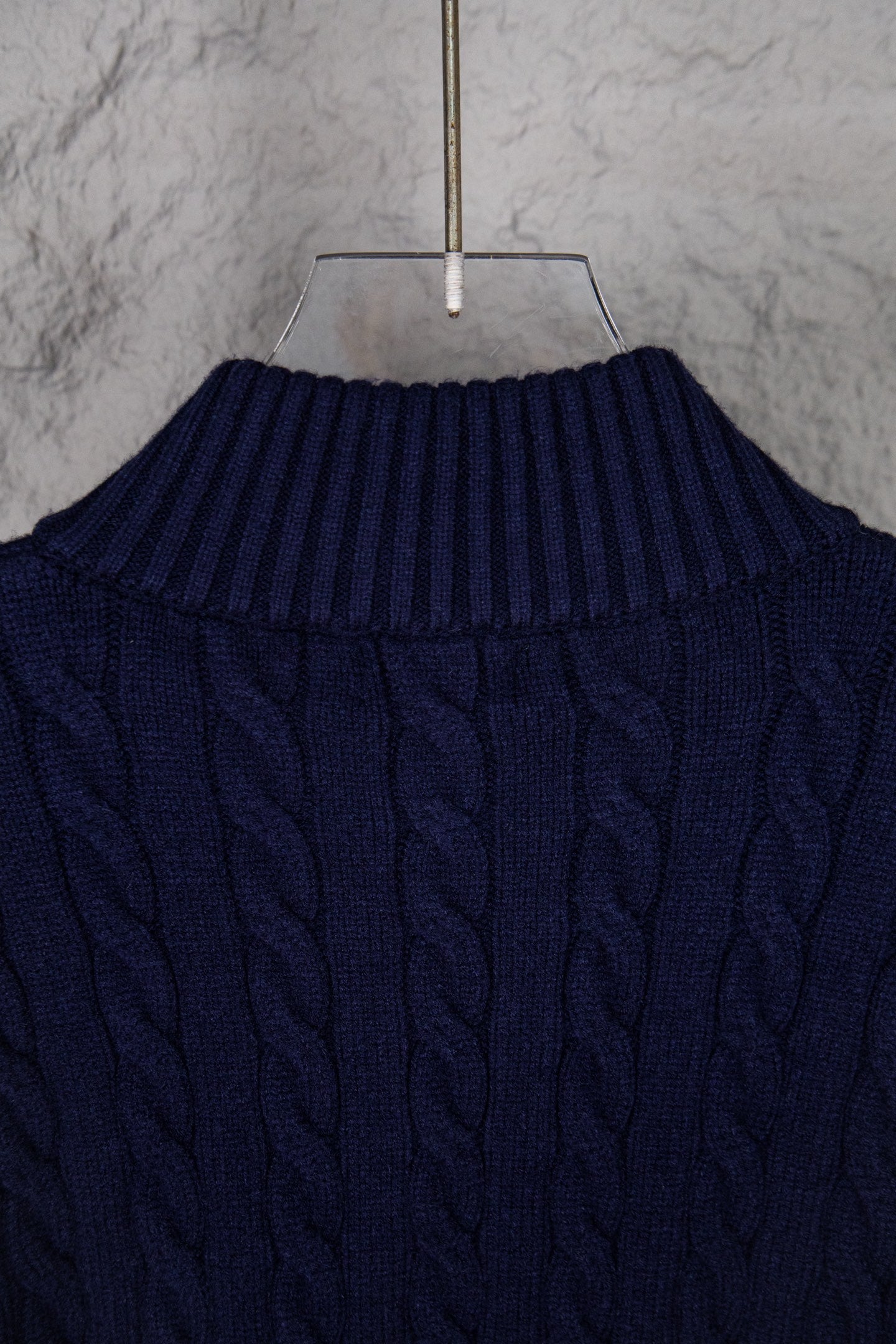 Ralph Lauren cable knit sweater with ribbed turtleneck in dark navy