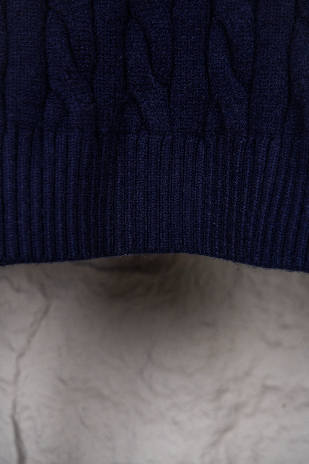Ralph Lauren knit sweater, navy with ribbed hem and textured knit
