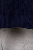 Ralph Lauren knit sweater, navy with ribbed hem and textured knit