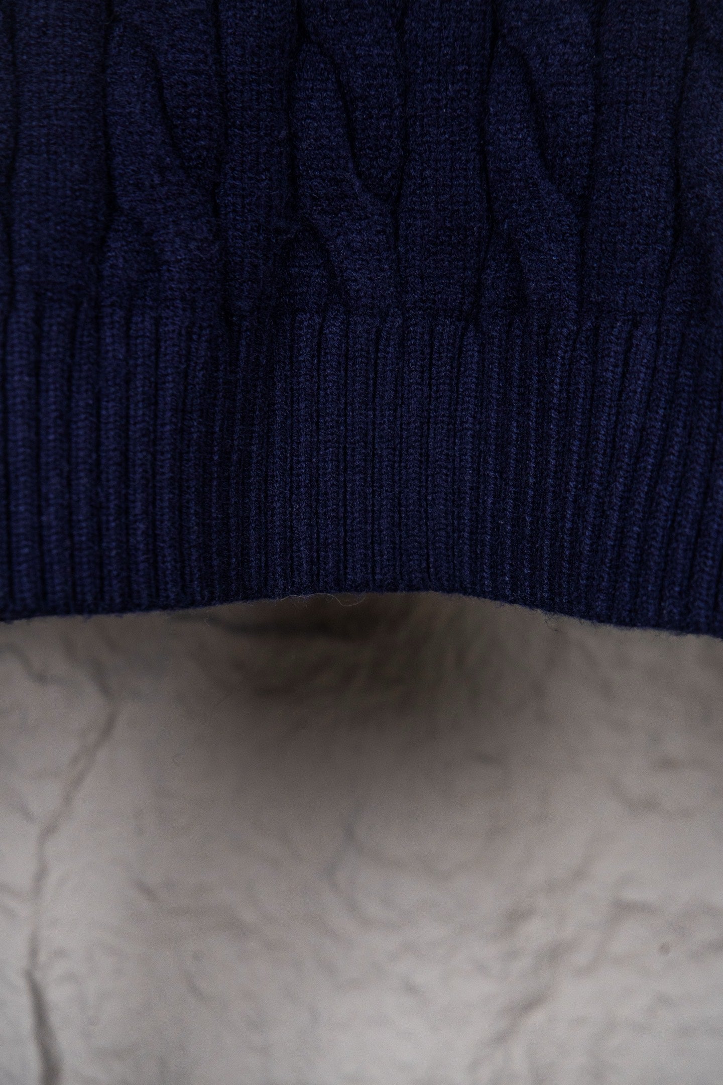 Ralph Lauren knit sweater, navy with ribbed hem and textured knit