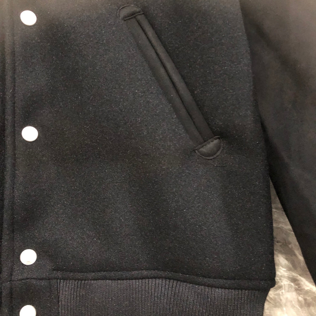 Dior long jacket chest pocket close-up with snap button placket