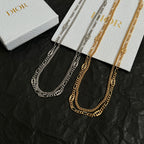 Set of chain necklaces with silver-tone and gold-tone links