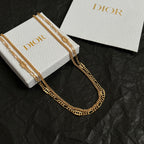 Gold-tone chain necklace with layered link design