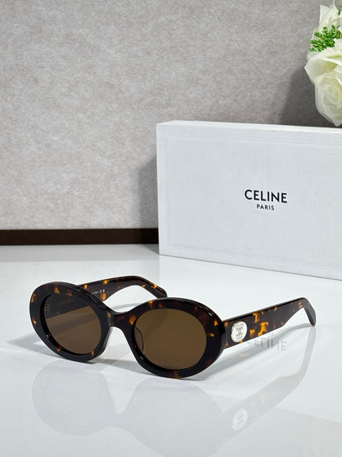 Celine sunglasses with round tortoiseshell frames and brown tinted lenses