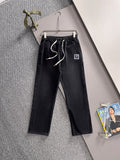 Dior dark denim pants with drawstring elastic waistband and straight legs