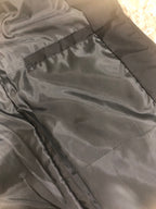 Moncler black long jacket interior lining with seam details