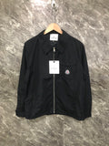 Moncler black long jacket with snap buttons and chest pocket