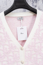 Dior pale pink V-neck cardigan with front buttons and hanging tag