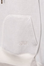 Dior monogram zip hoodie hem detail, white hood lining with DIOR print