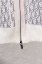 Dior hoodie front with zipper and blue logo-print yoke