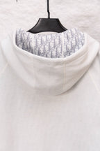 Dior monogram zip hoodie neckline, hood lining with repeating pattern