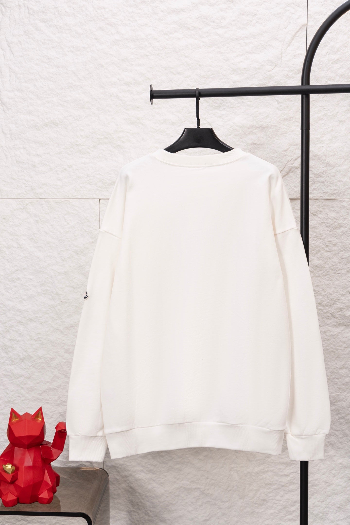 Moncler long-sleeve sweatshirt, white, back view with plain design