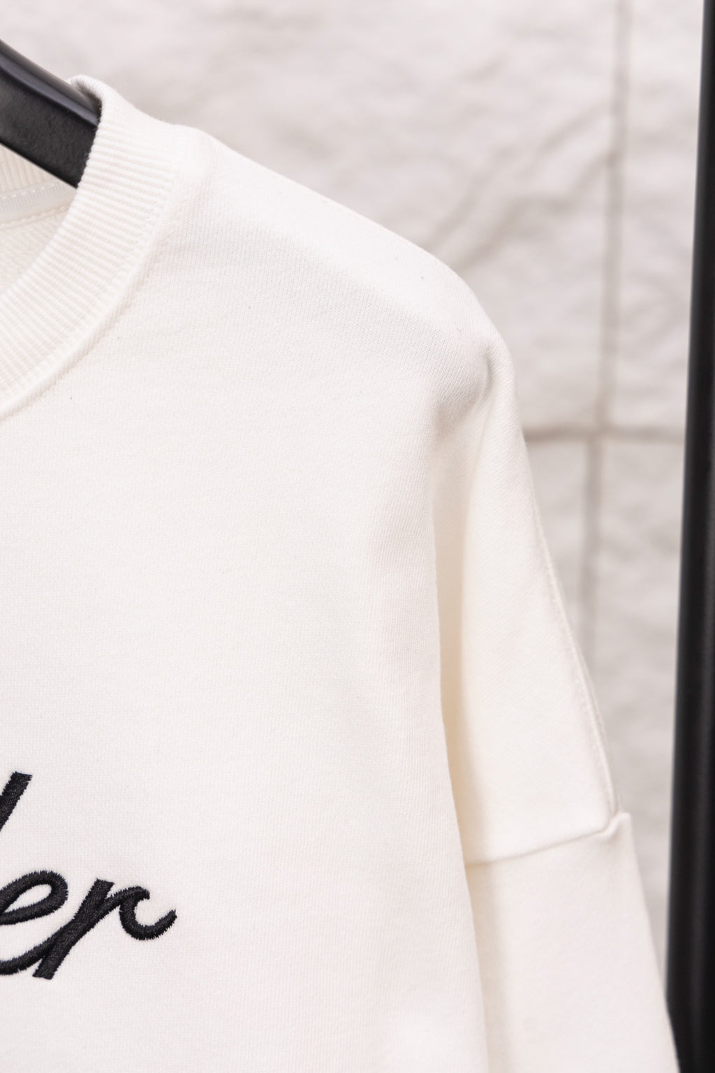 Moncler long-sleeve sweatshirt sleeve, white, with ribbed cuff