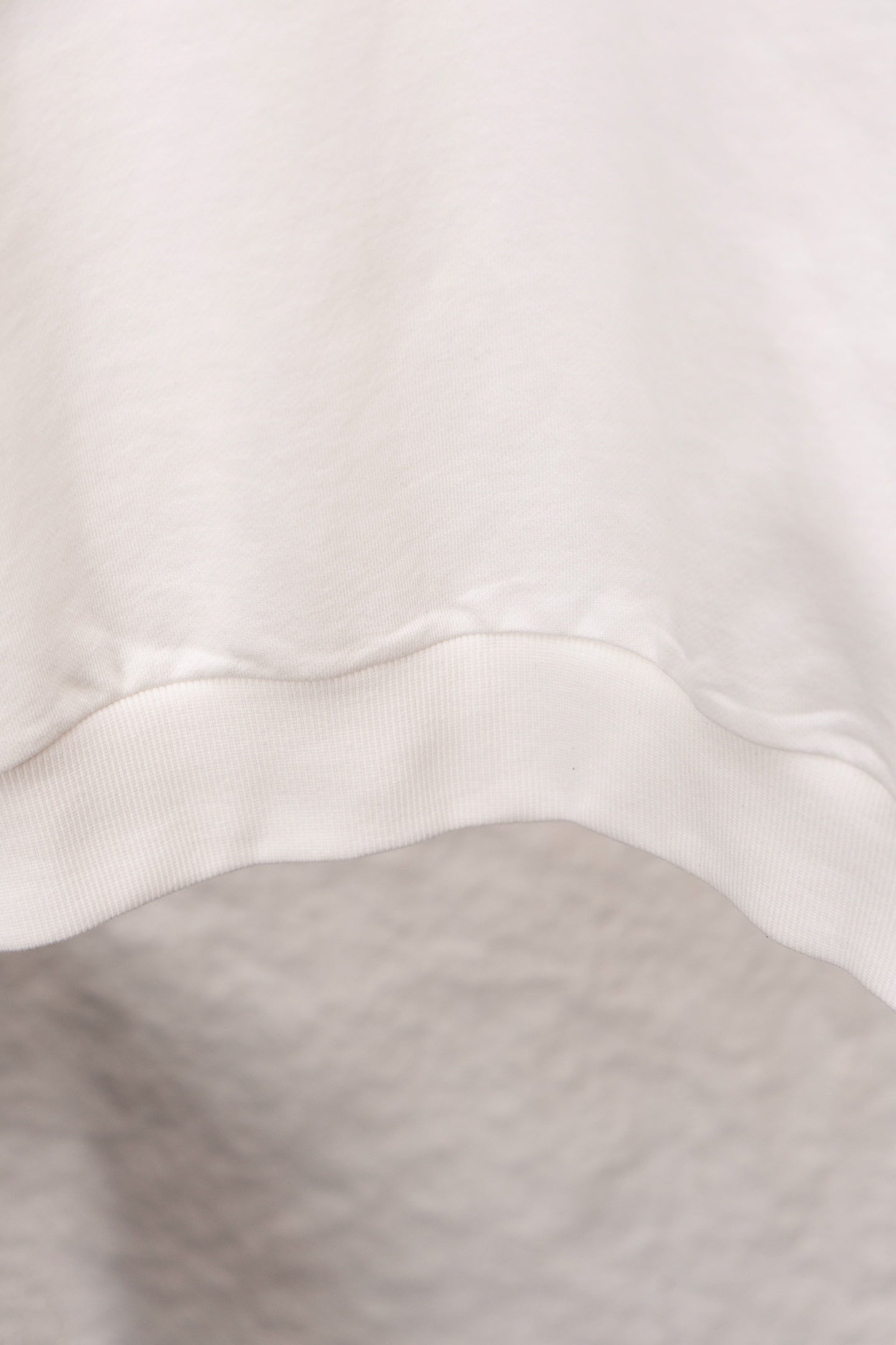 Moncler long-sleeve sweatshirt lower hem, white, ribbed trim