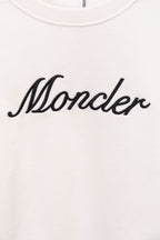 Moncler long-sleeve sweatshirt, white, with large Moncler script logo