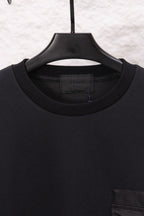 Prada crewneck sweatshirt collar and ribbed neckline detail, close-up