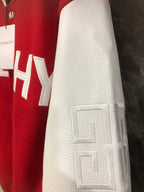 Givenchy white leather-look sleeve with embossed logo letters