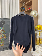 Dior long-sleeve knit sweater, dark navy, ribbed cuffs and hem
