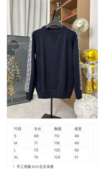 Dior long-sleeve knit sweater, dark navy, ribbed crew neck and cuffs