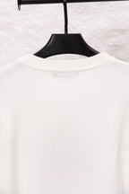 White long-sleeve crewneck sweater, solid back view