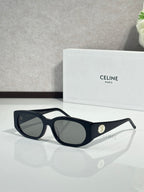 Celine oval sunglasses, black frame with dark gray lenses