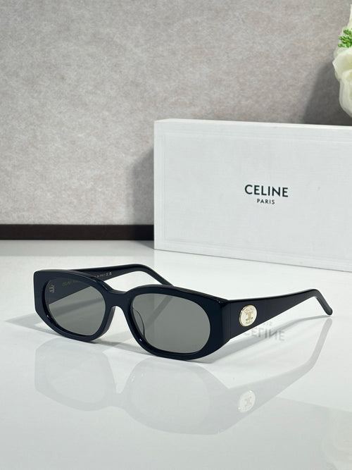 Celine oval sunglasses, black frame with dark gray lenses