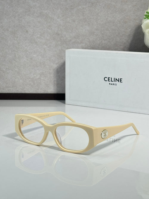 Glasses with light yellow frames and clear lenses