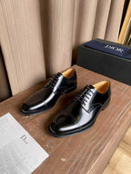 Dior unisex lace-up oxford dress shoes, black leather with rounded toe and lace-up front
