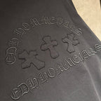 Black sweatshirt sleeve with graphic logo embroidery