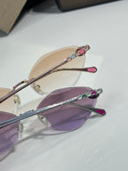 Bvlgari purple gradient sunglasses with gem-accented metal temples and gold frame