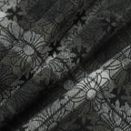 Dark floral-pattern long-sleeve shirt fabric