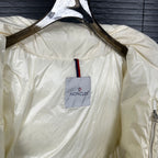 Off-white puffer jacket back with brand label at interior neckline