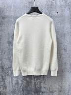 Louis Vuitton crewneck sweater, white knit back view on hanger