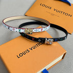 Louis Vuitton bracelet with multicolor monogram print and gold square clasp, light trim.