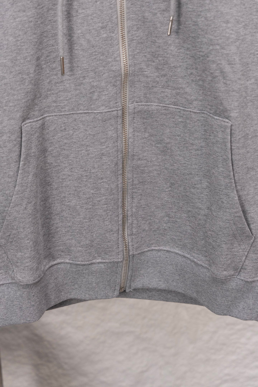 Burberry long zip-up hoodie heather gray with front zipper and kangaroo pocket