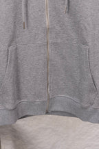 Burberry long zip-up hoodie heather gray with front zipper and kangaroo pocket