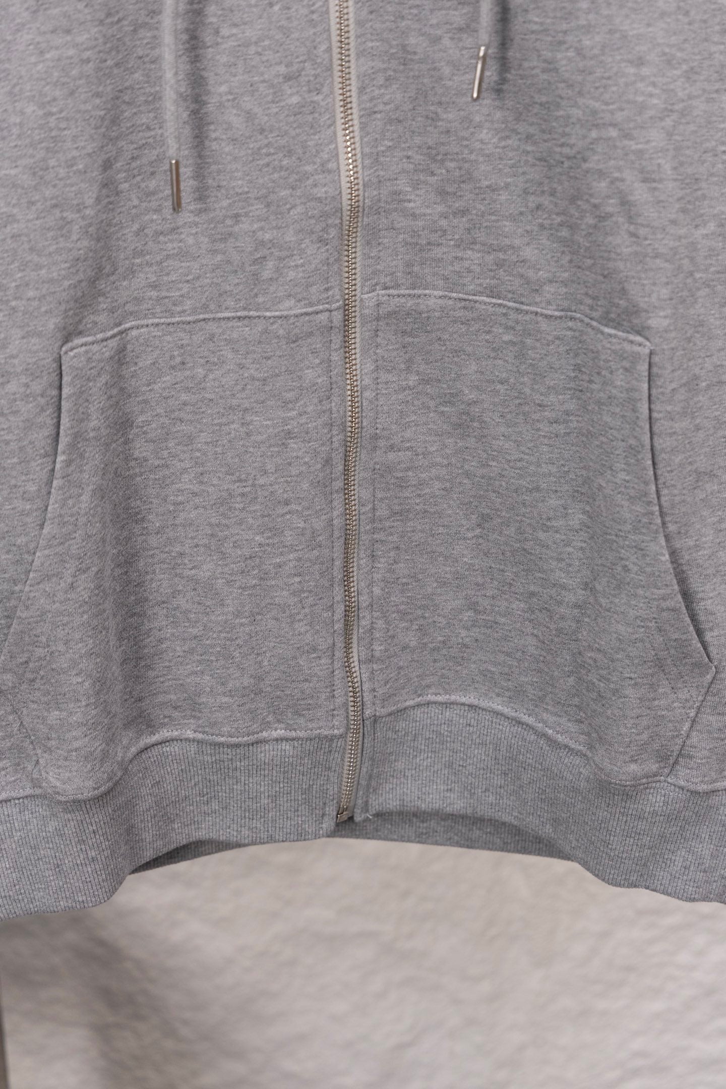 Burberry long zip-up hoodie heather gray with front zipper and kangaroo pocket