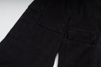 Black cargo trousers with front flap and patch pockets