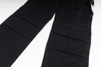 Black cargo trousers with layered pocket panels