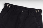 Black trousers with button closure and belt loops