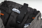 Stone Island stonewashed charcoal pants, elastic waistband with inner label