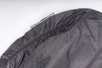 Dark gray bomber jacket with elasticized back hem and ribbed neckline