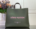 Olive green Louis Vuitton tote bag, front logo and top handles